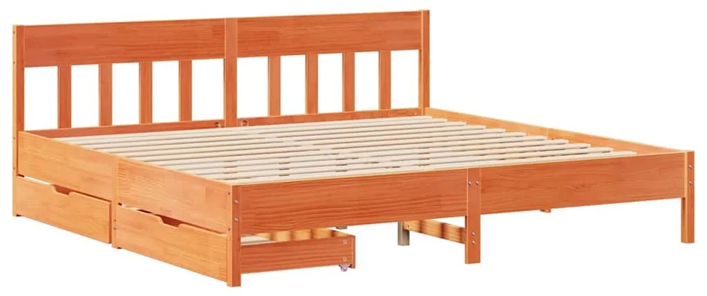 Cama sem colchão 200x200 cm pinho maciço castanho-mel