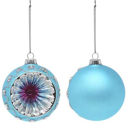Bolas de Natal Christmas Planet 1693 8 cm (2 Uds) Cristal Azul