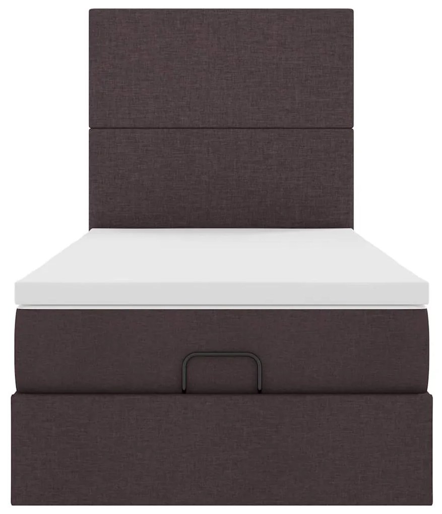 Cama otomana com colchão 90x200 cm tecido castanho escuro