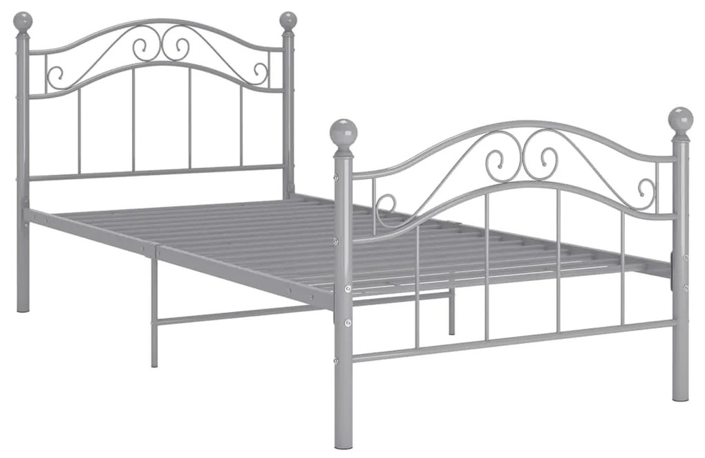 Estrutura de cama 100x200 cm metal cinzento
