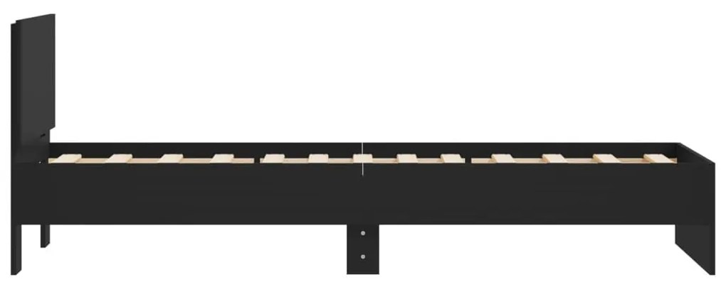 Estrutura de cama c/ cabeceira 90x190 cm deriv. madeira preto