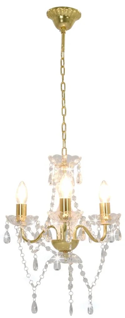 Lustre com contas redondo 3 x E14 dourado