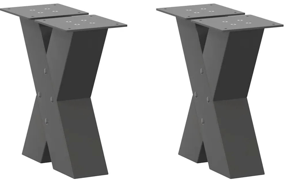 vidaXL Pés para mesa de centro em formato de X, 2 peças, antracite, 40x(30-31) cm, aço