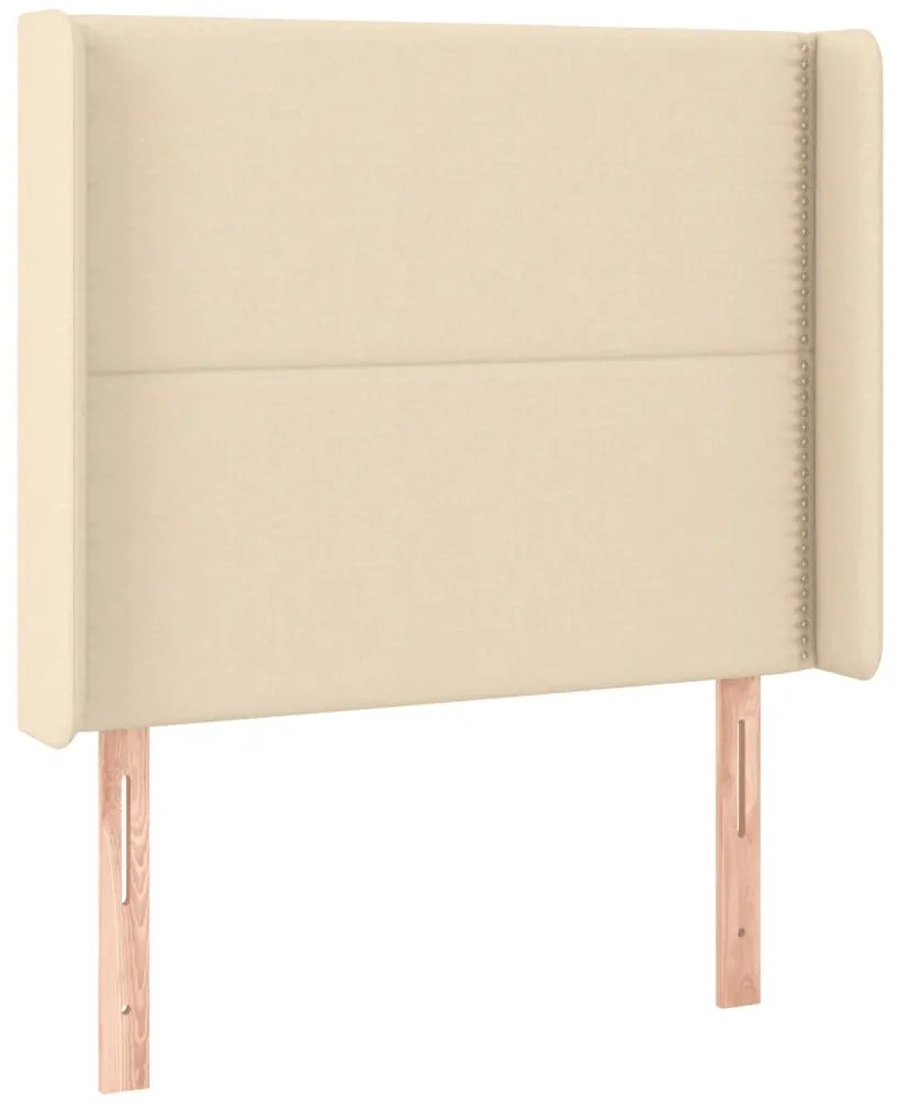 Cama box spring c/ colchão e LED 100x200 cm tecido cor creme