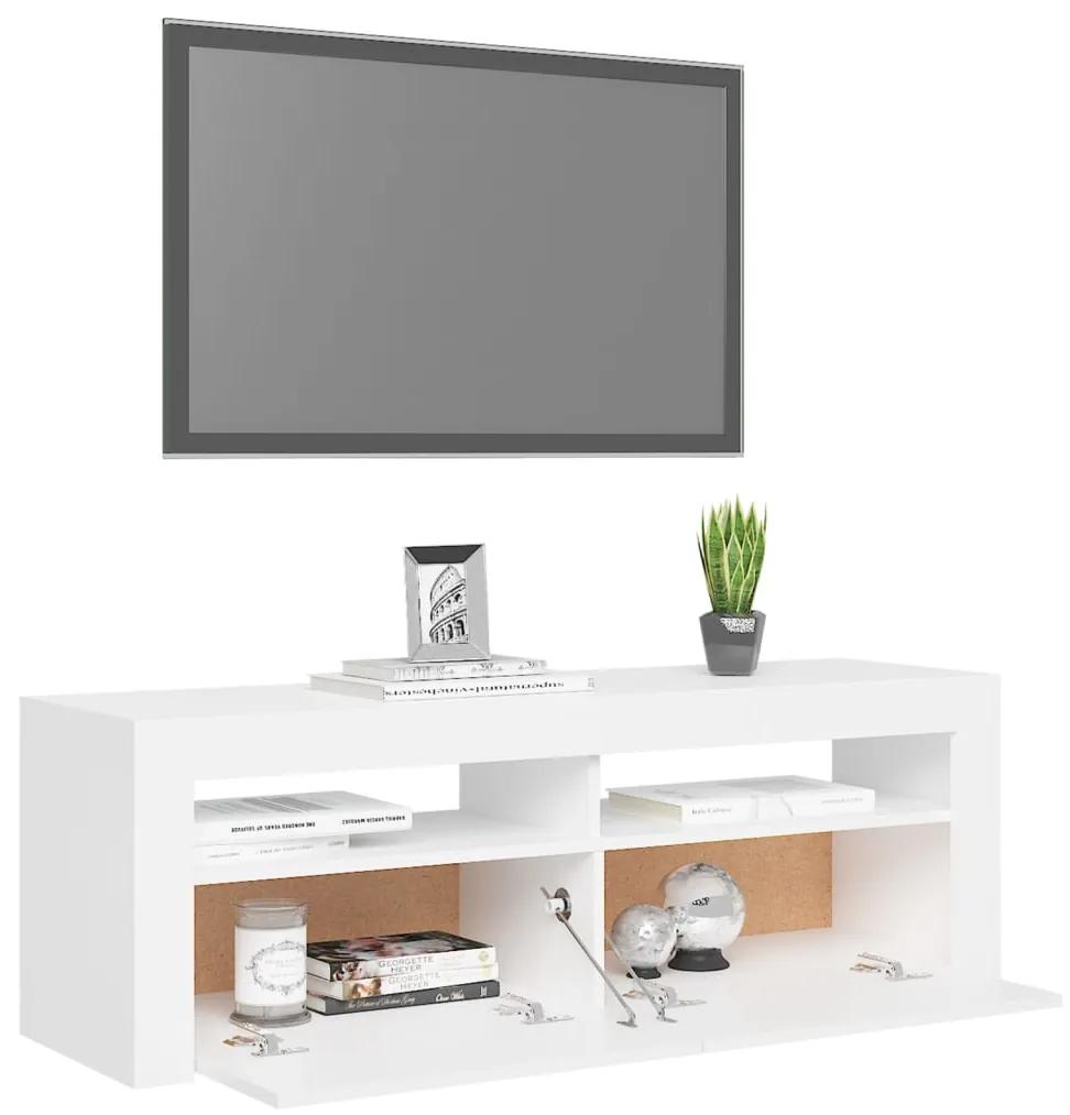 Móvel de TV com luzes LED 120x35x40 cm branco