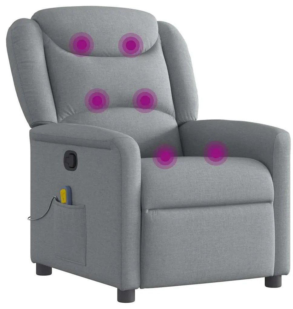 Poltrona de massagens reclinável tecido cinzento-claro