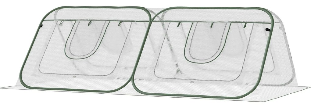 Outsunny Estufa de jardim Pop-up com 4 portas portátil bolsa de transporte para plantas Flores Aço 240x120x75 cm Branco