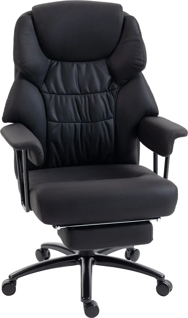 HOMCOM Cadeira de Escritório com Massagem 3D e Apoio de Pés, Cadeira de Computador Ajustável com Encosto Alto, Estofamento Leathaire, Preto | Aosom Portugal