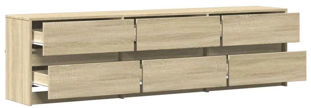 Móvel de TV com luzes LED derivados de madeira carvalho sonoma