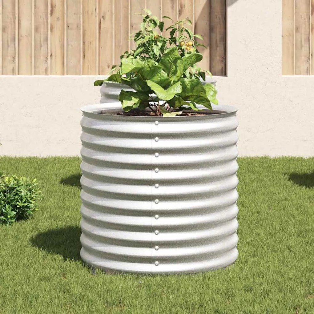 Canteiro/vaso elevado aço galvanizado 80x80x81 cm prateado