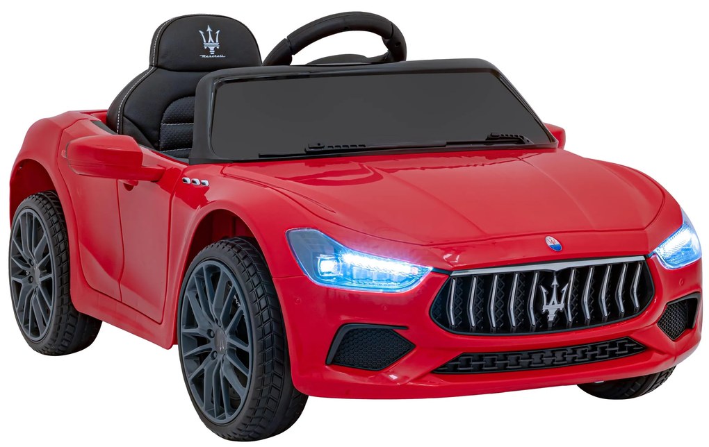 Carro elétrico para Crianças 12V Maserati Ghibli Rodas de EVA, Assento de couro Vermelho