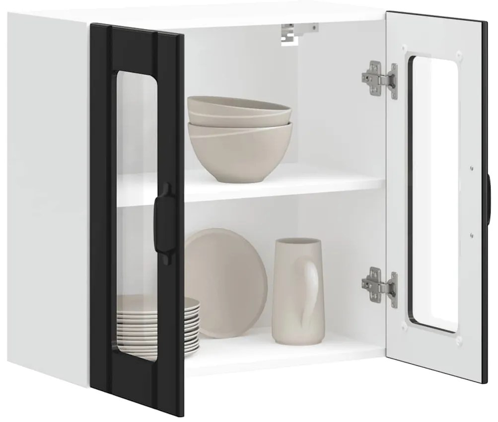 Armário de parede de cozinha porta vidro Lucca preto