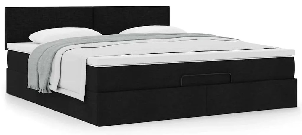 Estrutura de cama otomana com colchão 160x200 cm tecido preto