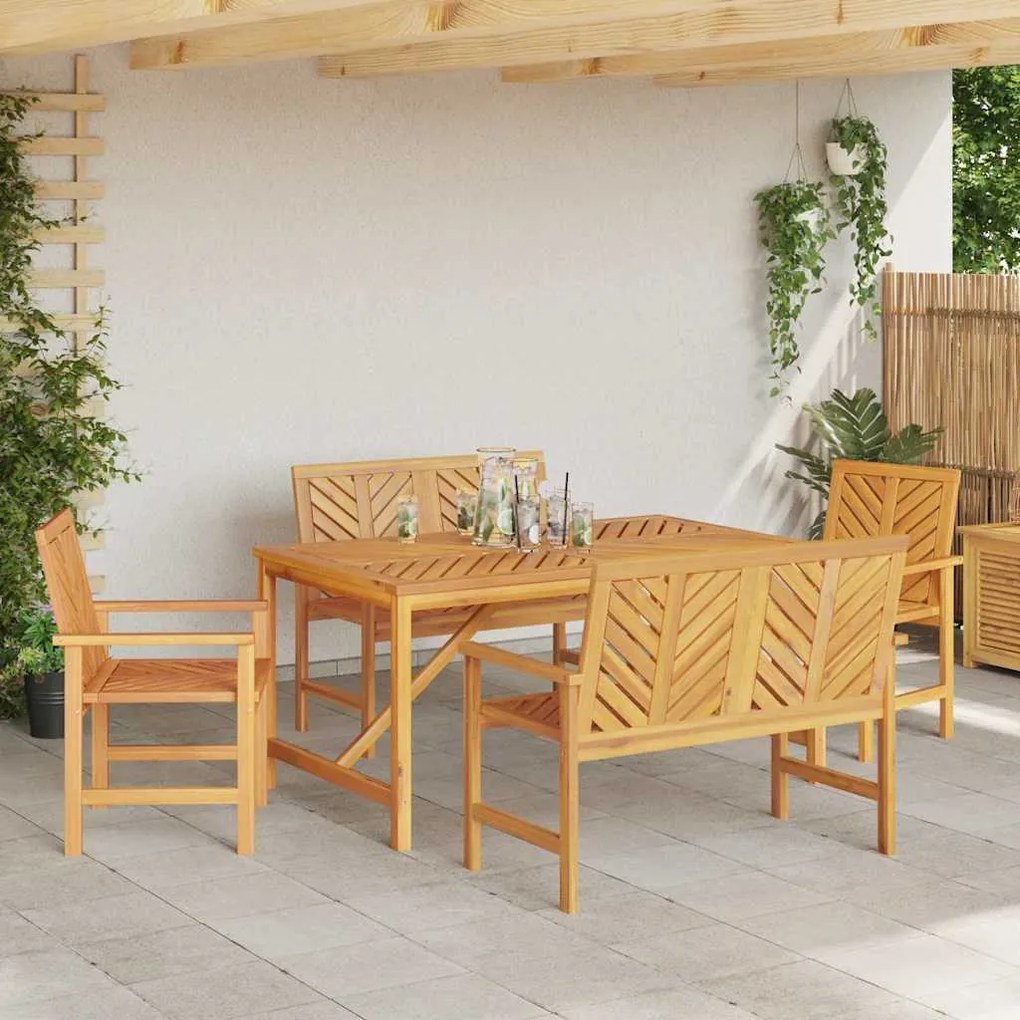 Conjunto de 5 Peças para Jantar em Jardim Madeira Maciça Acácia