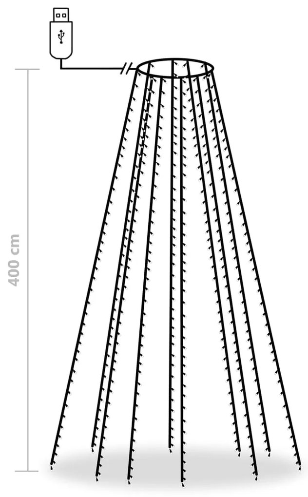 Cordão de luzes árvore de Natal 400 luzes LED 400 cm azul