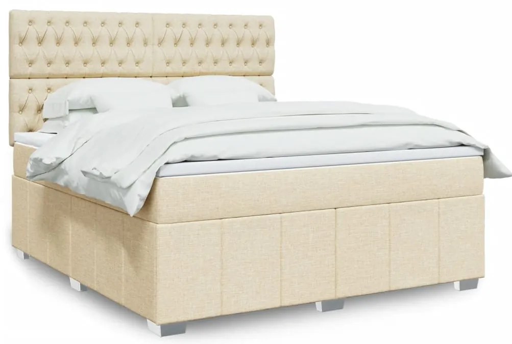 vidaXL Cama com molas/colchão 180x200 cm tecido cor creme