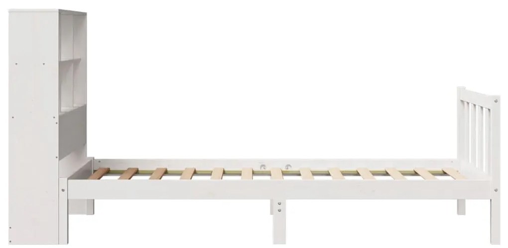 Cama com estante sem colchão 90x190 cm pinho maciço branco