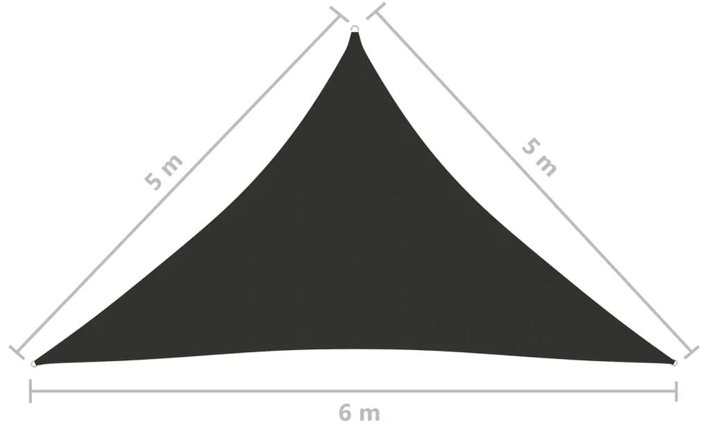 Para-sol estilo vela tecido oxford triangular 5x5x6 m antracite