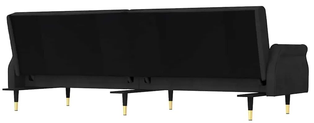 Sofá-cama com almofadões veludo preto