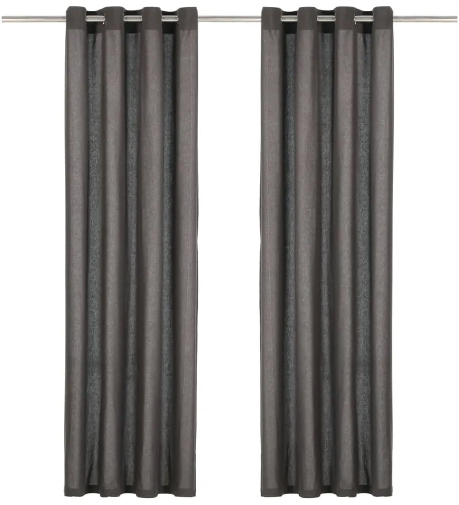 vidaXL Cortinas c/ argolas de metal 2 pcs algodão 140x175 cm antracite