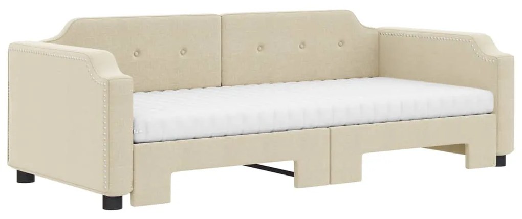 Sofá-cama c/ gavetão e colchões 80x200 cm tecido cor creme