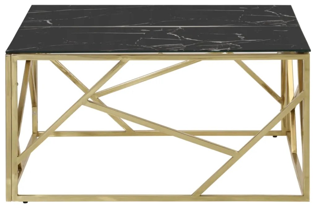 Mesa de centro aço inoxidável e vidro temperado dourado
