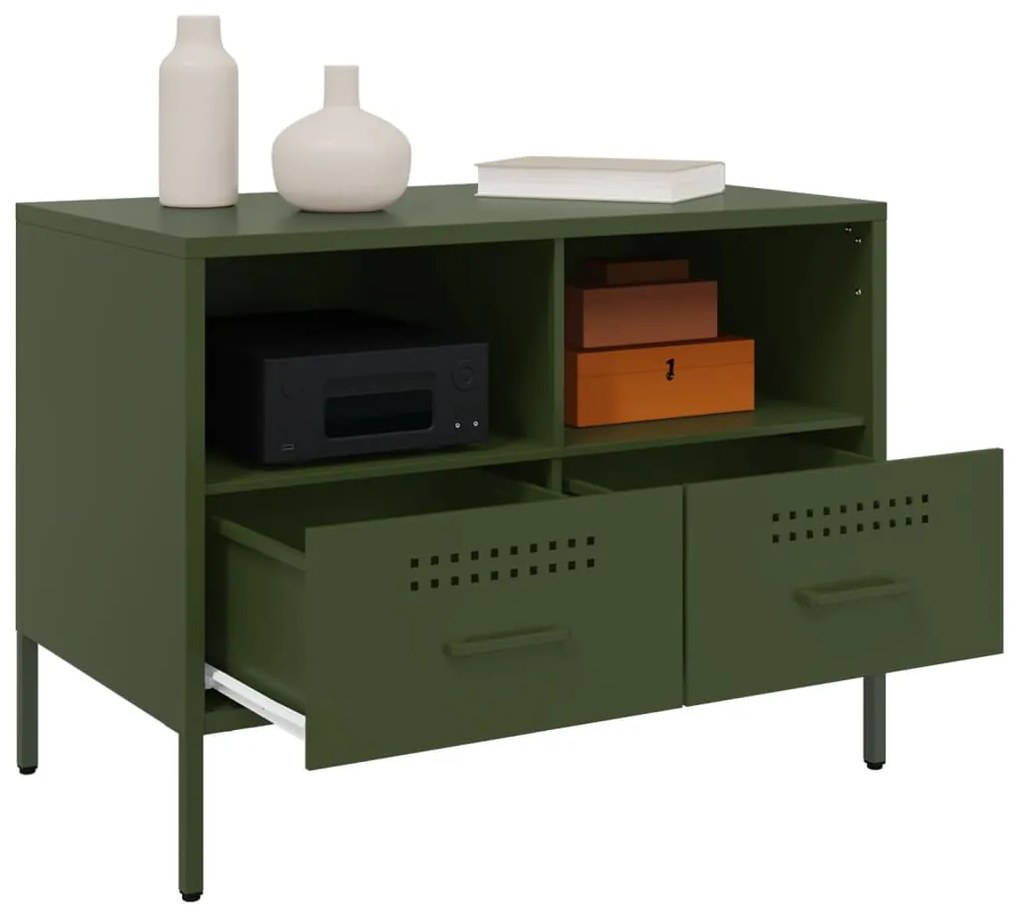 Móveis de TV 2 pcs 68x39x50,5 cm aço verde-azeitona