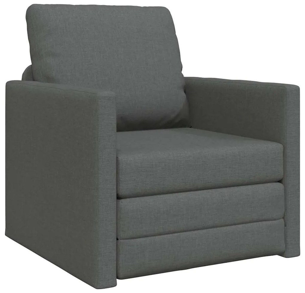 Sofá Cama 2 em 1 Cinza Escuro 74x77x81 cm Tecido