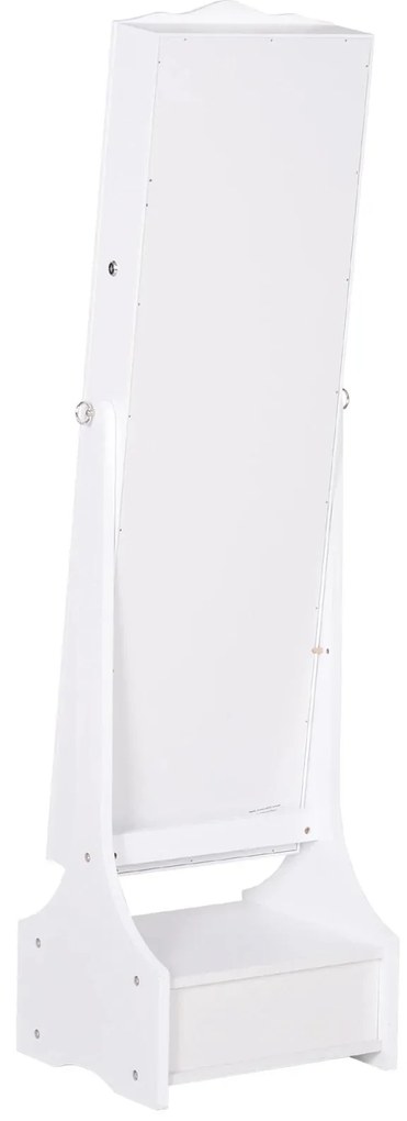 HOMCOM Espelho de joalheiro Armário de joias de pé com luzes LED Gavetas de bloqueio Espelho e dobradiça interior para comédicos 45x36x150cm
