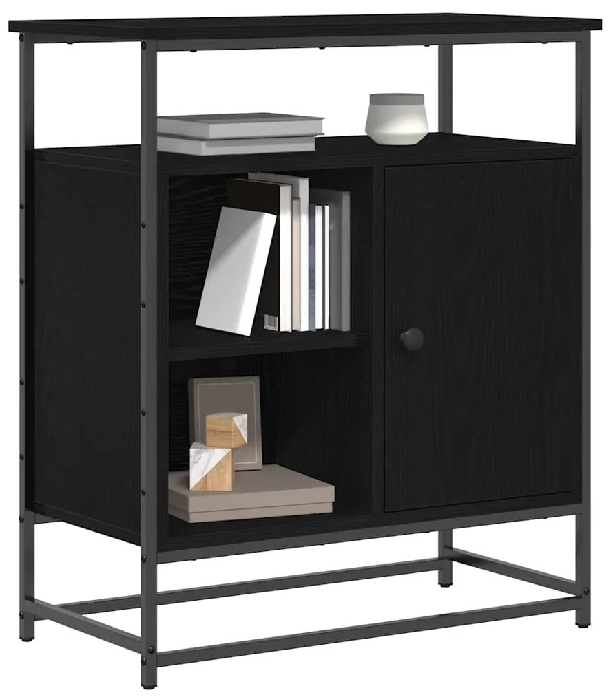 Sideboard vidaXL Preto Carvalho 69x35x80 cm Madeira Engenharia e Aço