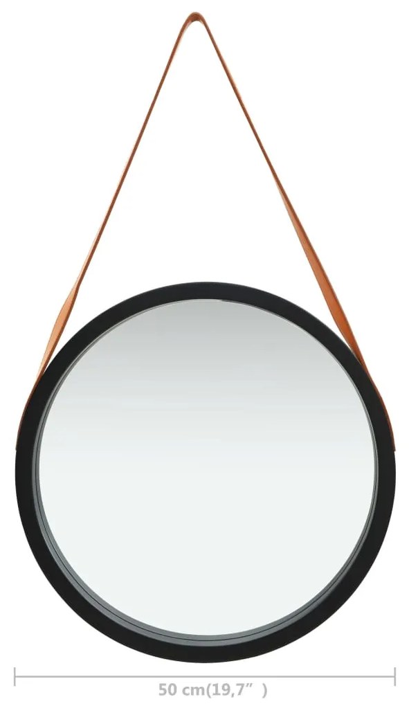 Espelho de parede com alça 50 cm preto