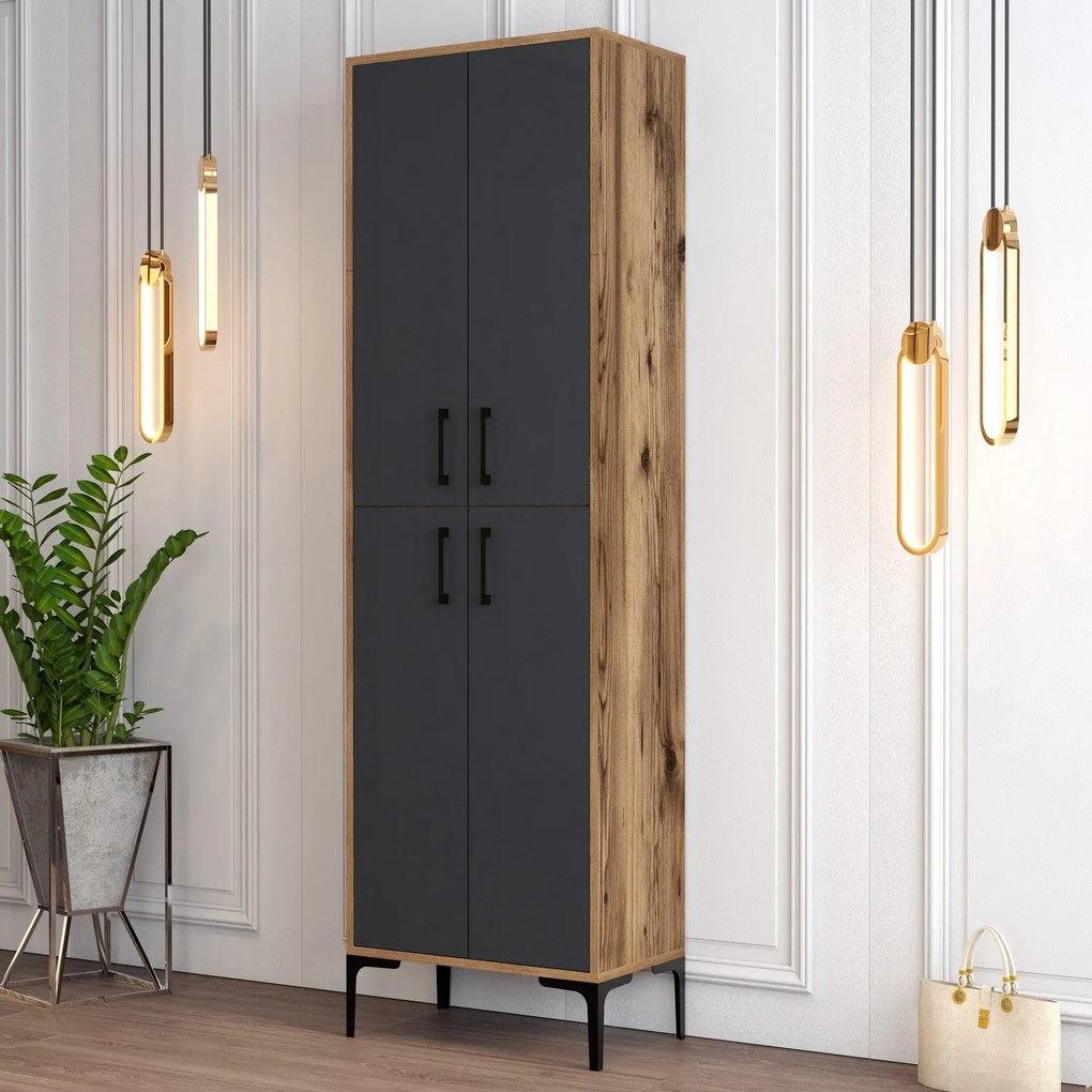 Sapateira Berlin – Nogueira/Antracite – 60 cm x 200 cm x 35 cm