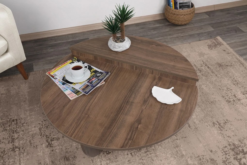 Mesa de Café Podium - Cor Nogueira - 90x30x60 cm e 85x35x30 cm