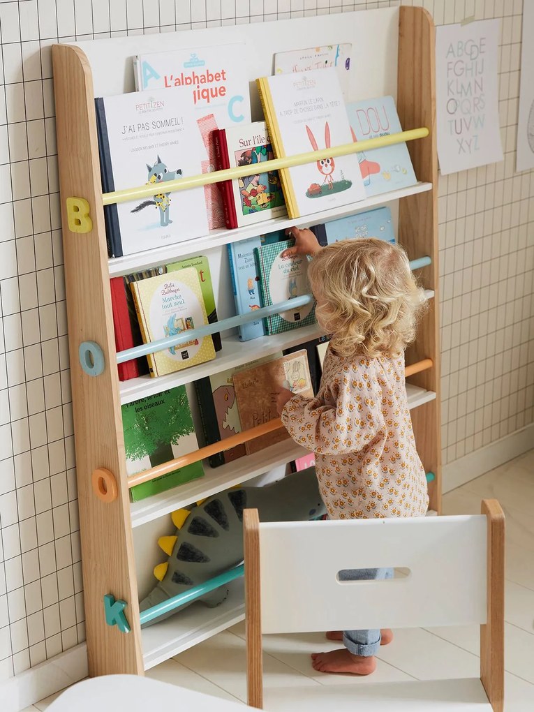 Agora -15%: Estante de livros Montessori, Books branco claro liso com motivo