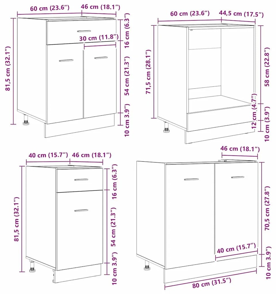 Conjunto de Armários de Cozinha 8 Peças Carvalho Fumado Madeira de Eng