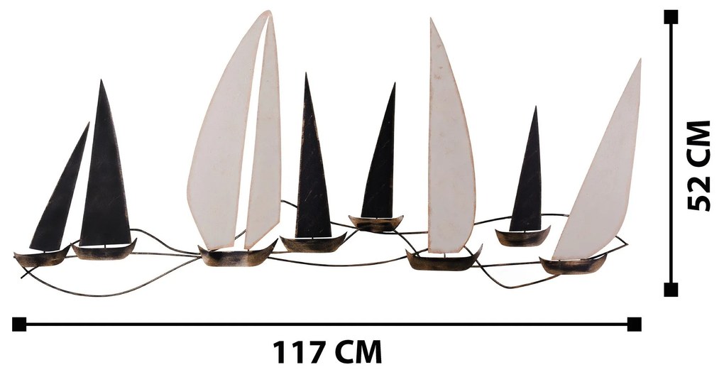 Acessório Decorativo de Metal Ocean – Multicolor – 117 x 5 x 52 cm