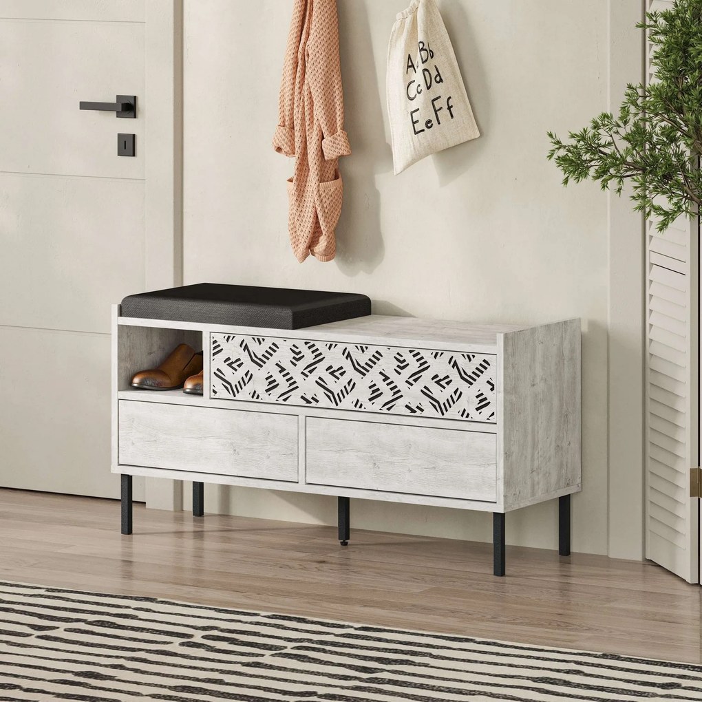 Hall Stand Berlin BC – Nogueira e Branco – 120x200x35 cm