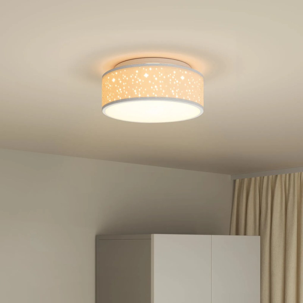 Luminárias de Teto com Cúpula Cheia de Estrelas Cinzenta Ø 30 cm Tecid