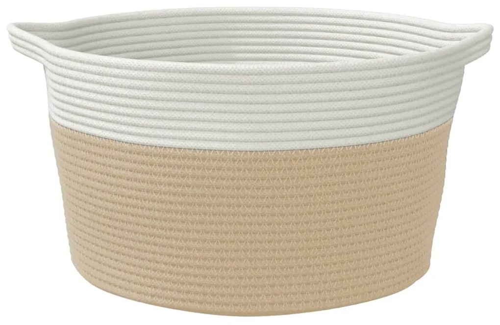 Cesto de arrumação Ø40x25 cm algodão bege e branco