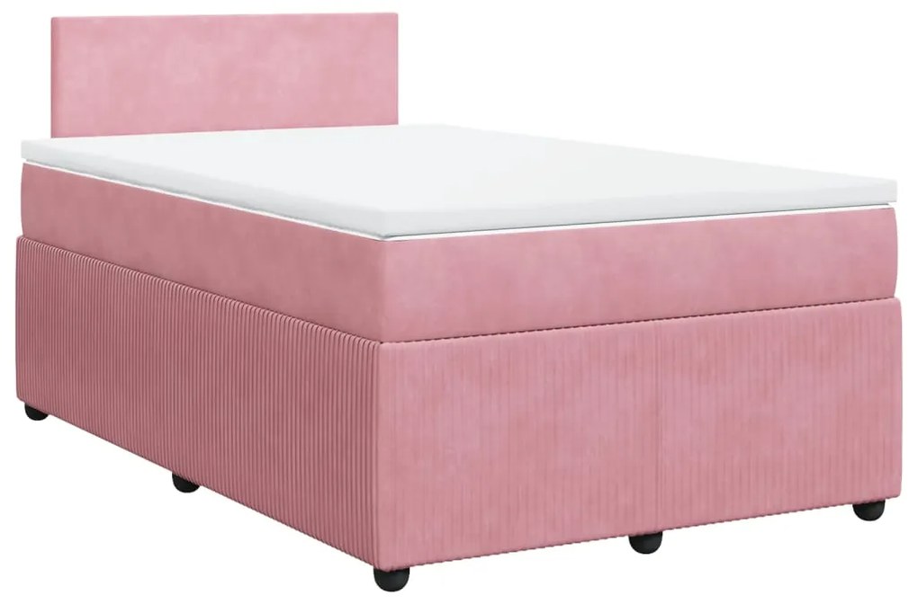 Cama boxspring com colchão 120x190 cm veludo rosa