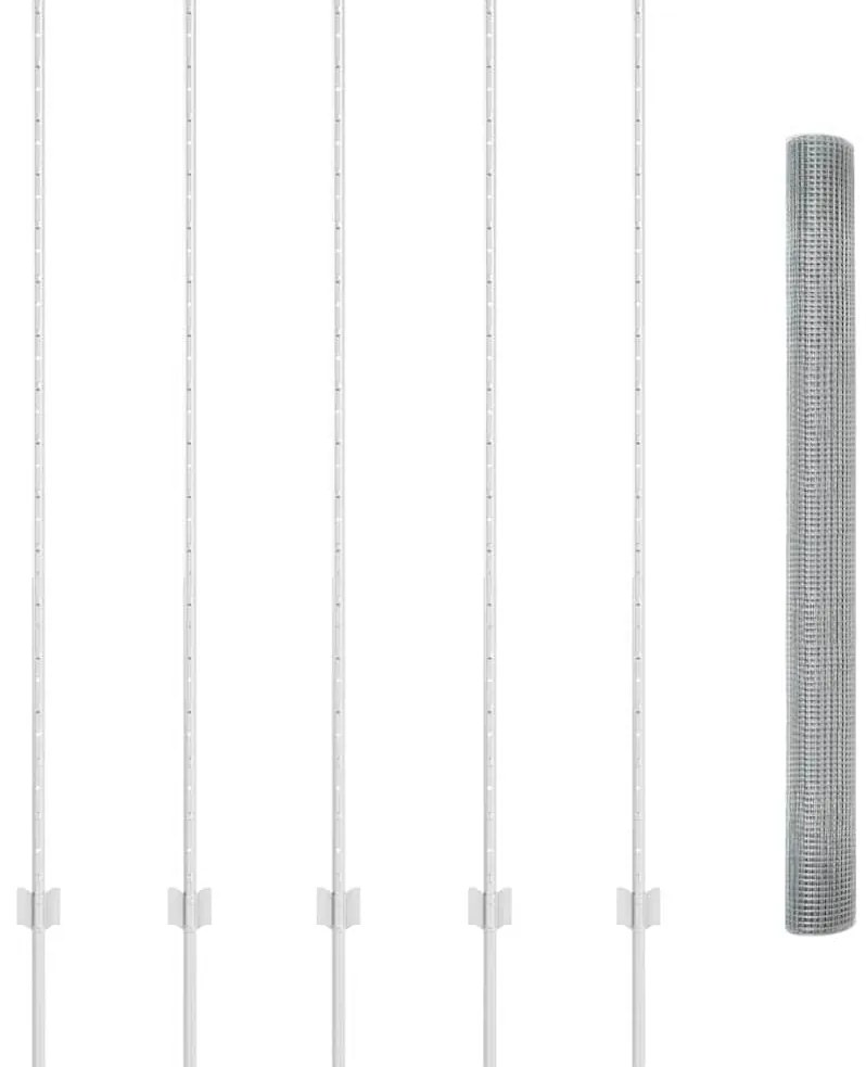 Cerca de Fio Soldado com 10 Postes U Prateado 1.6x10 m Aço