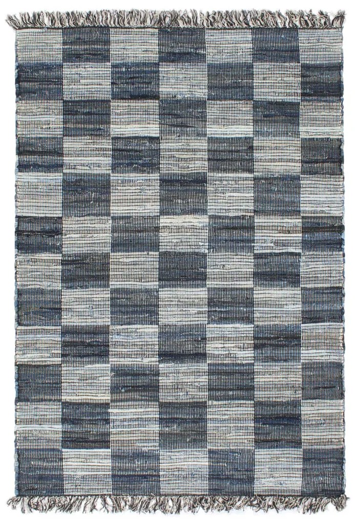 vidaXL Tapete chindi tecido à mão denim 120x170 cm azul