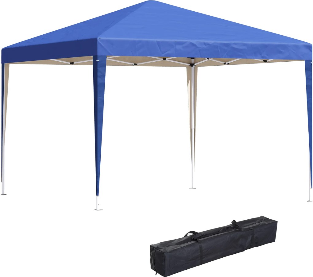 Tenda Dobrável 295x295x255 cm com Bolsa de Transporte Altura Ajustável Anti-UV para Terraço Pátio Azul
