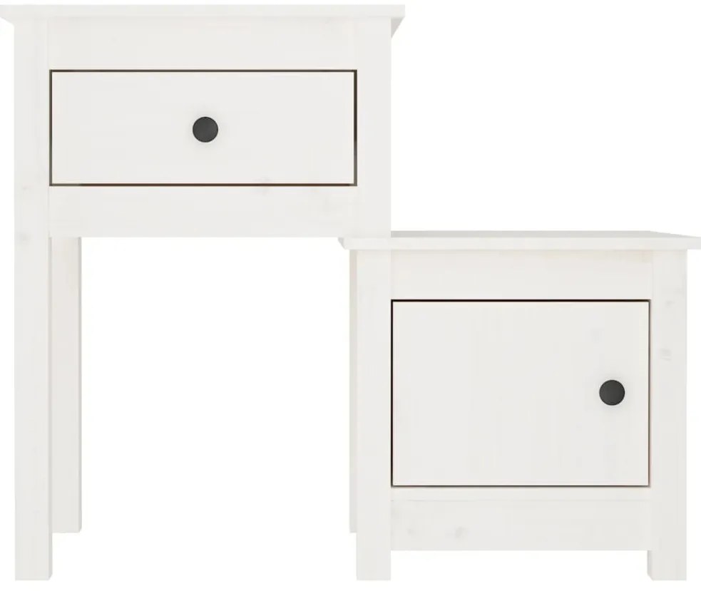 Mesa de cabeceira 79,5x38x65,5 cm madeira pinho maciça branco