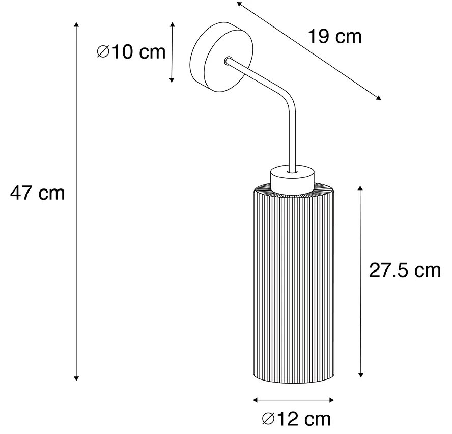 Candeeiro de Parede Art Déco Dourado com Vidro - Laura