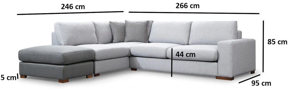 Sofá de Canto Loop - Cinza Claro - 246 cm x 266 cm
