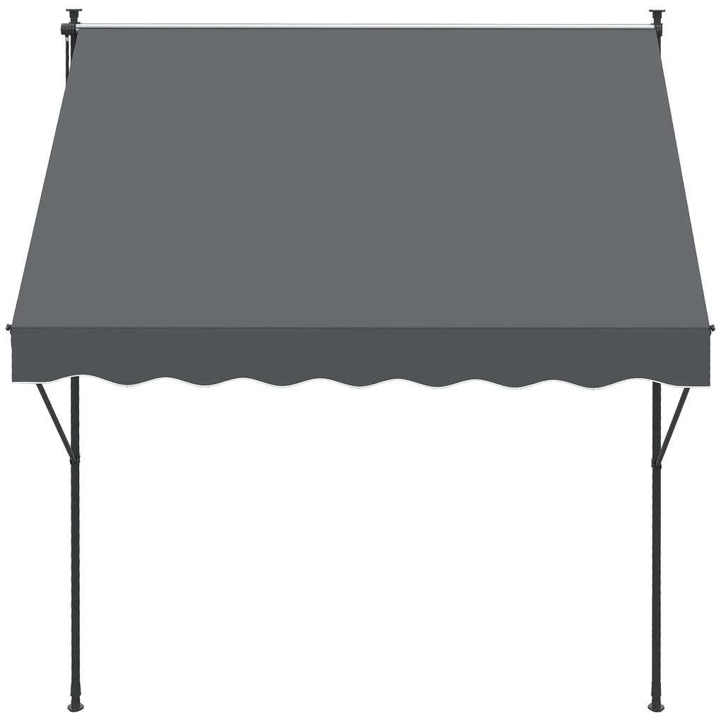Outsunny Toldo Manual Retrátil 200x170x200-290cm Toldo Ajustável com Manivela Proteção Solar UV40+ para Varanda Jardim Cinza