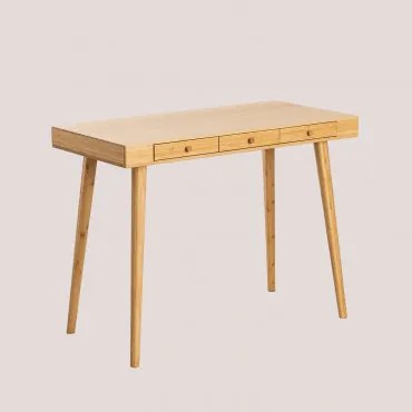 Escrivaninha 100x50 Cm Em Bambu Com Gavetas Takeo Natural - Sklum