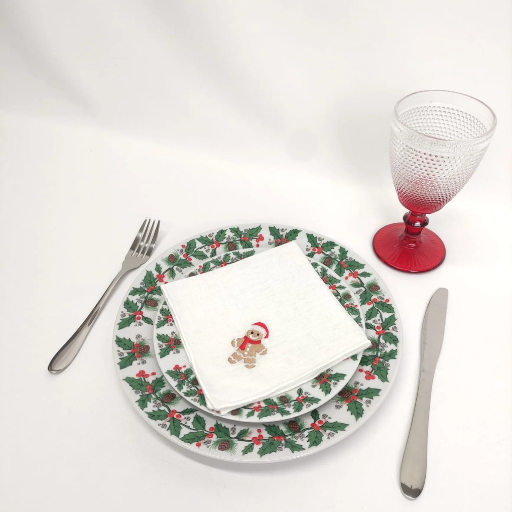 Individual/Guardanapo Rolinho Linho Of Gingerbread Man White