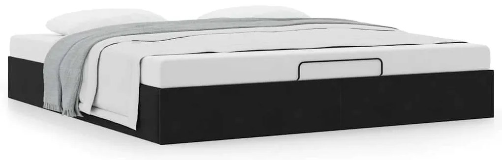 Estrutura de cama otomana sem colchão 160x200 cm veludo preto
